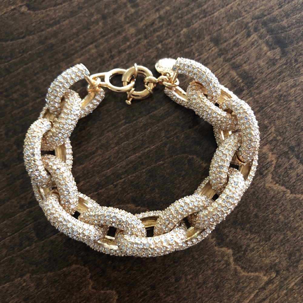 J Crew Gold-tone and Rhinestone Bracelet.